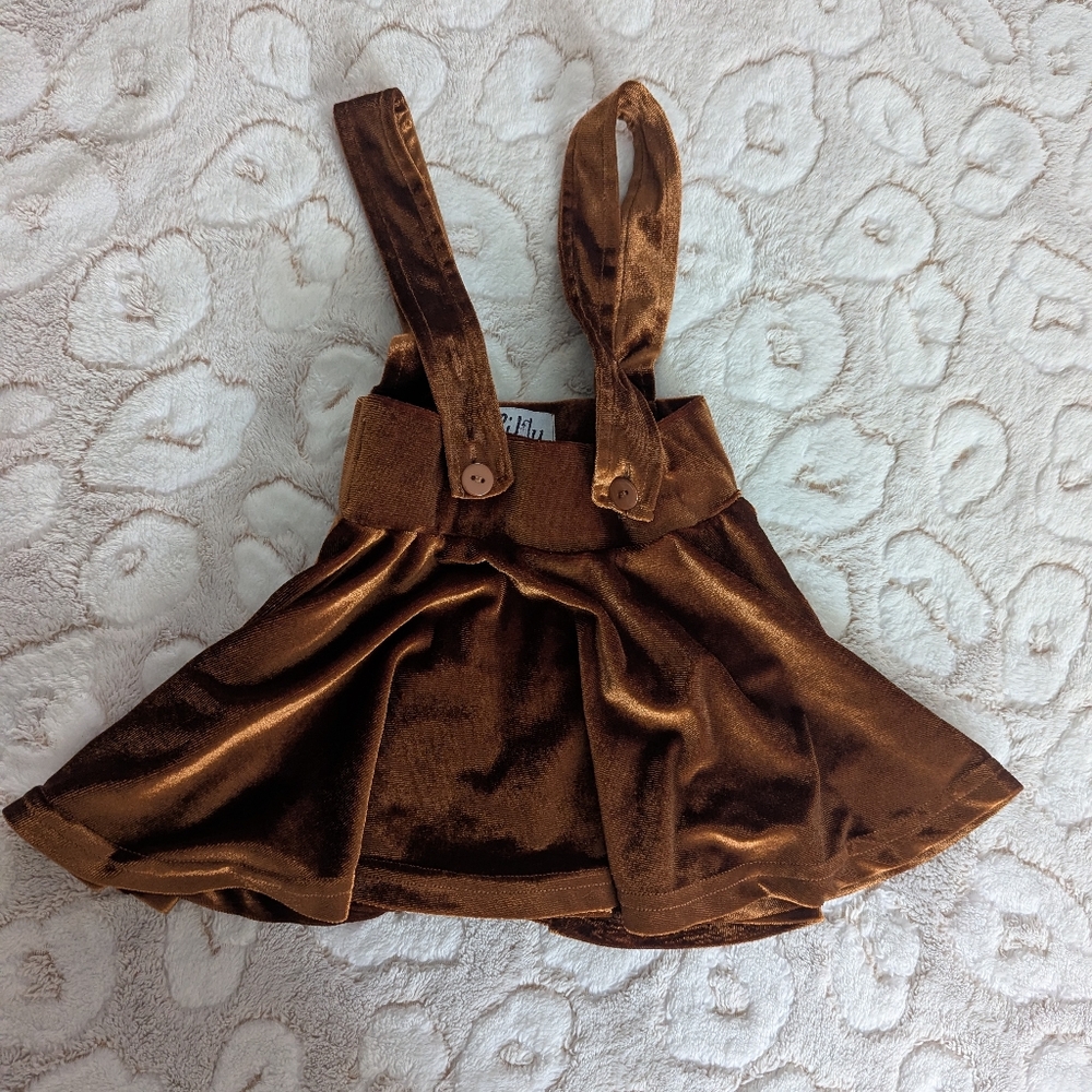 Brown Velvet Skirt with Straps
